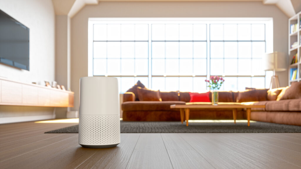 Air purifier in a modern living room.