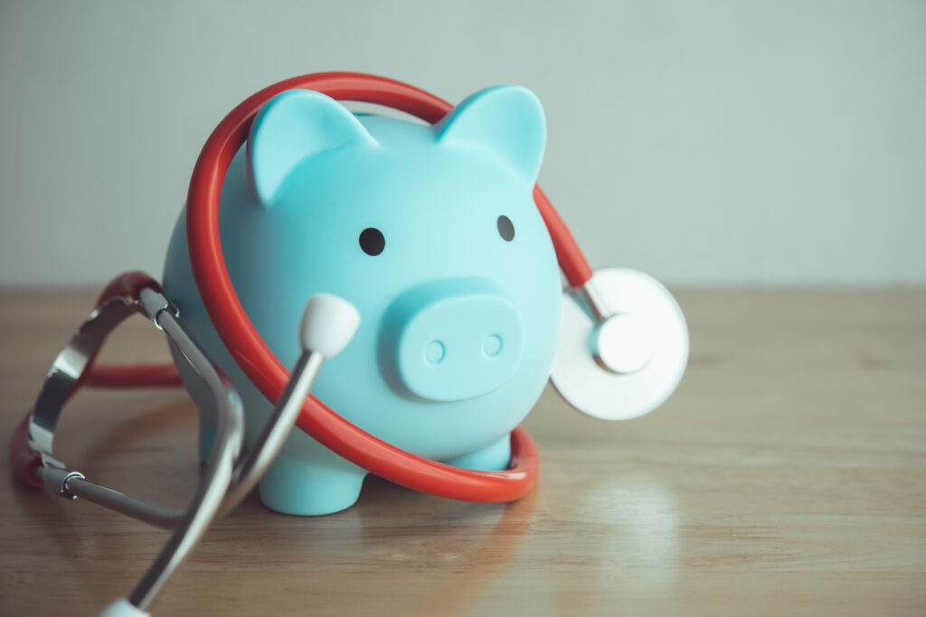 hsa fsa eligible air purifiers - blue piggy bank with stethescope