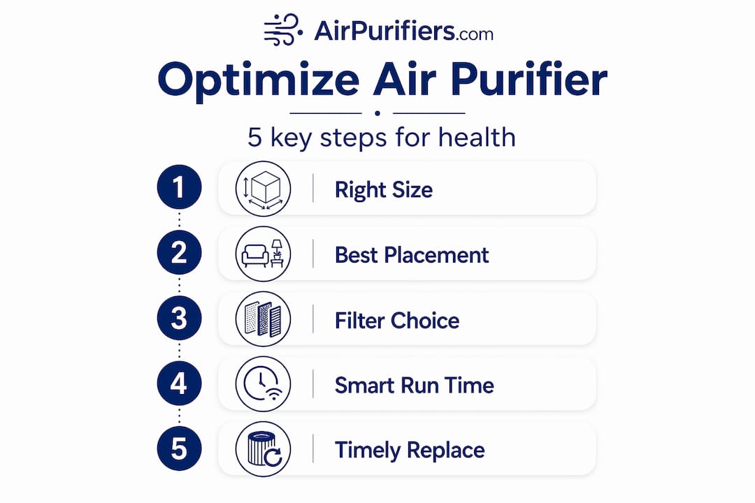 Infographic on five steps to optimize air purifier