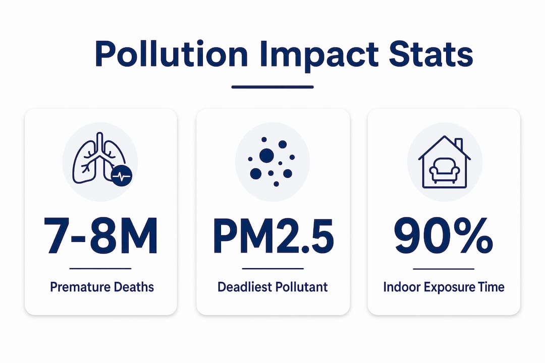 Infographic showing pollution health impact statistics