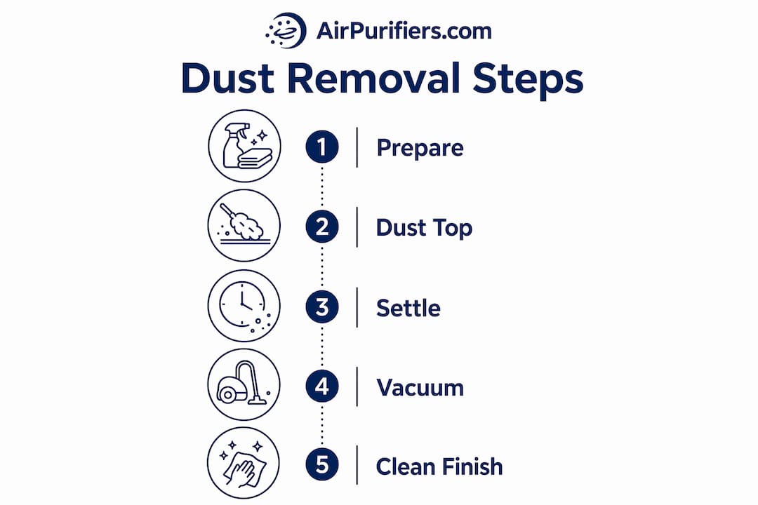 Infographic illustrating dust removal steps