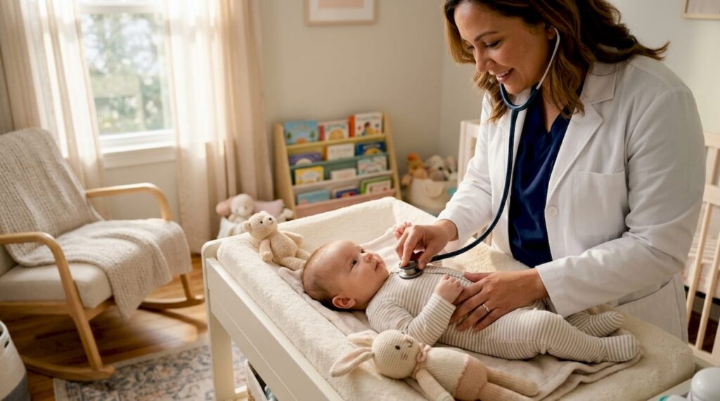 doctor monitoring baby