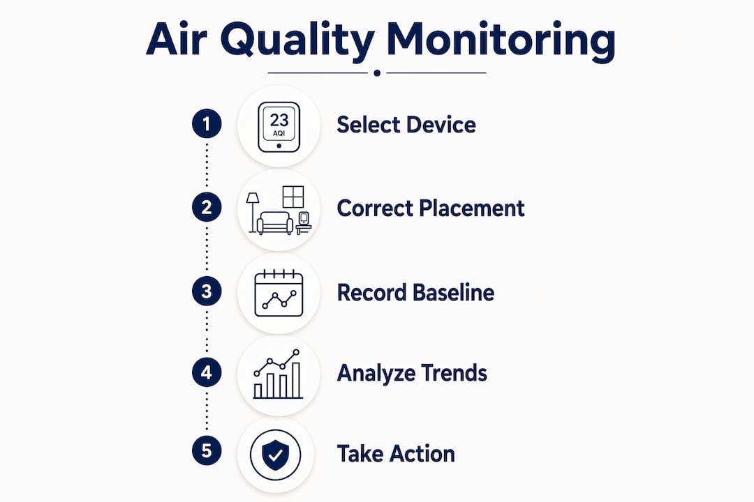 Stepwise infographic for monitoring air quality