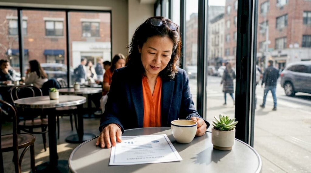 Person reading air purifier certification document
