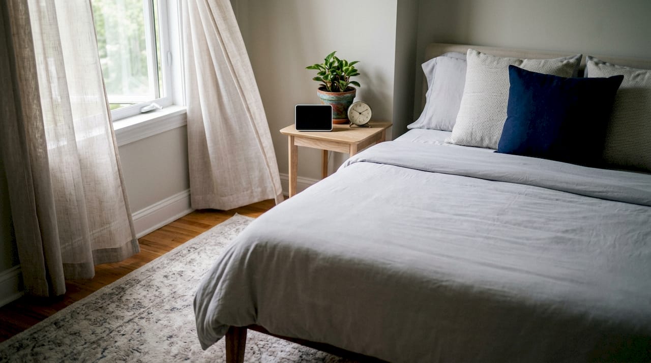Bedroom setup minimizing dust mite asthma triggers