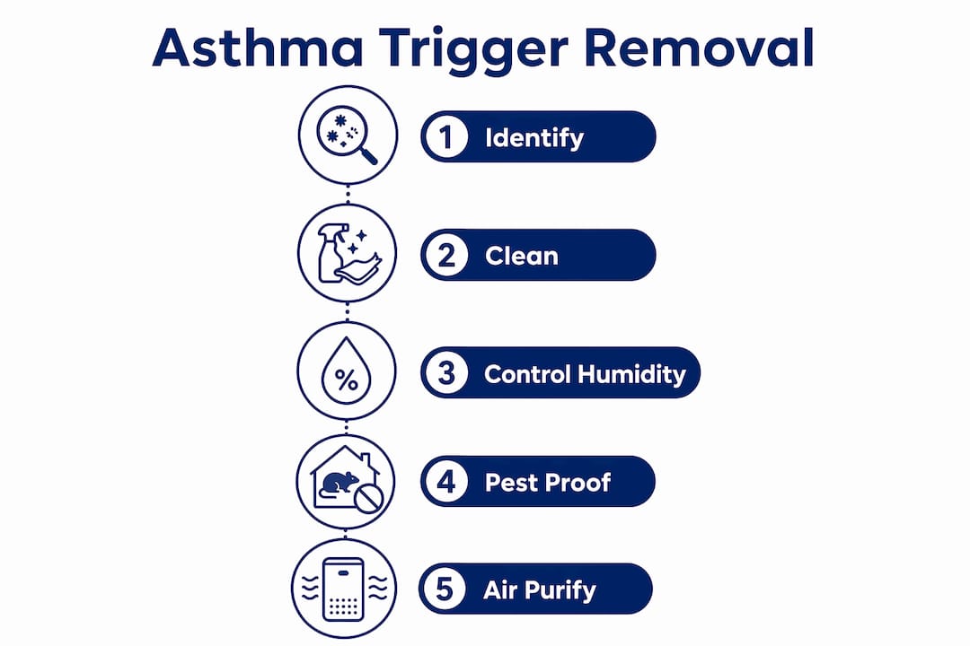 Infographic with step-by-step asthma trigger removal