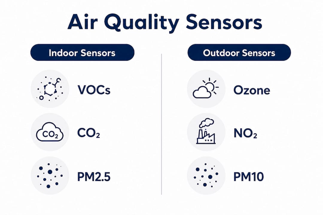 Infographic comparing indoor and outdoor air sensors