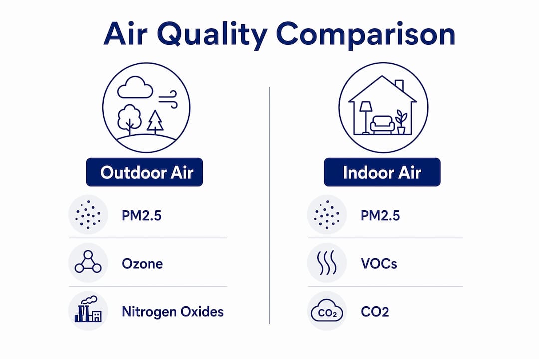 Comparison of indoor and outdoor air pollutants