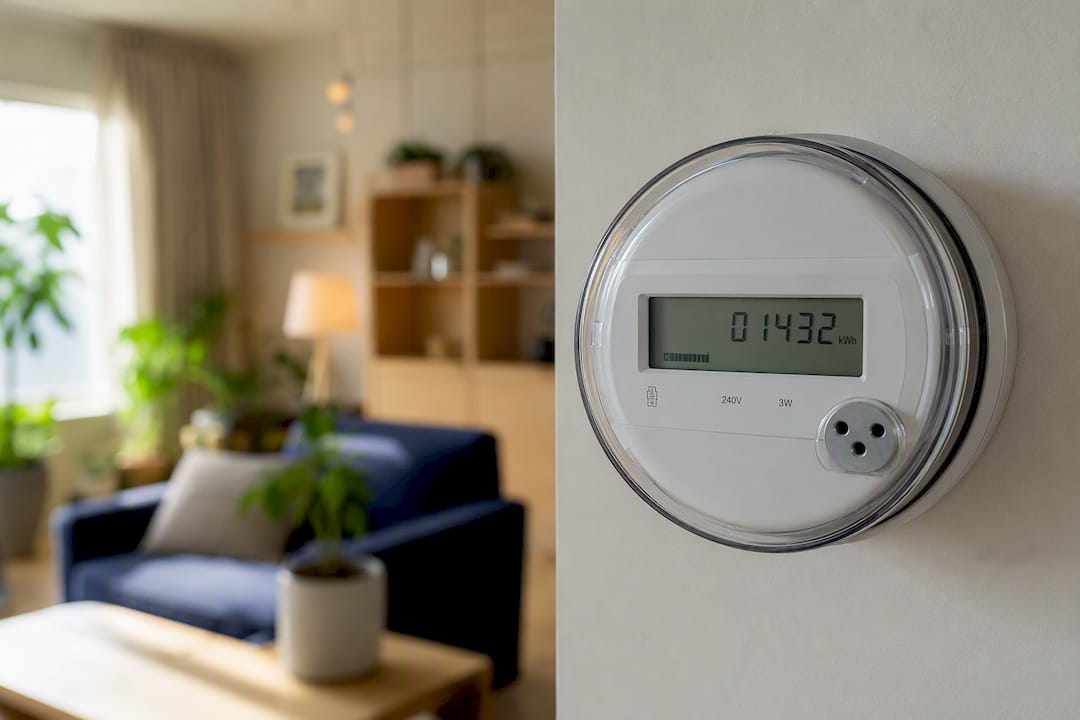 Home electric meter measuring energy usage