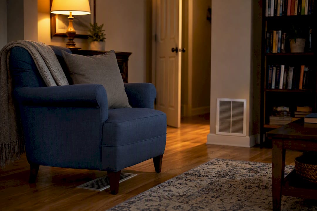 Furniture and doorway create airflow dead zones