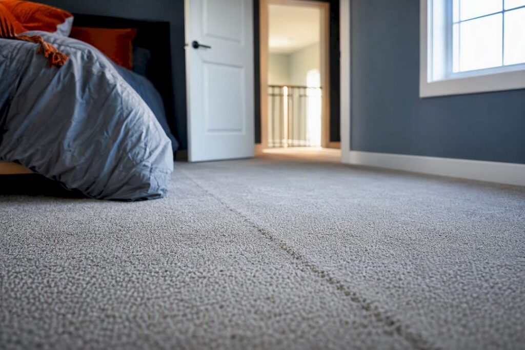 New carpet in a freshly renovated bedroom
